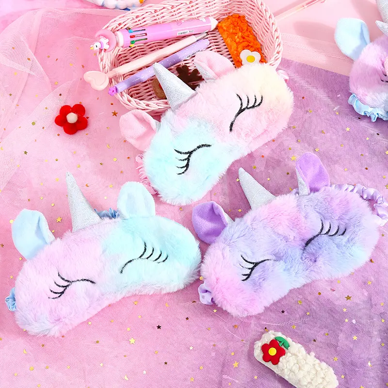 Cartoon Unicorn Party Anime Sleeping Mask Eye Cover Kids Christmas Gift Blindfolds Travel Sleep Eye Aid Band Shade Rest Eyepatch
