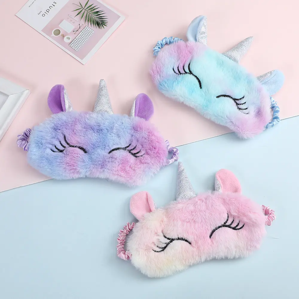 Cartoon Unicorn Party Anime Sleeping Mask Eye Cover Kids Christmas Gift Blindfolds Travel Sleep Eye Aid Band Shade Rest Eyepatch