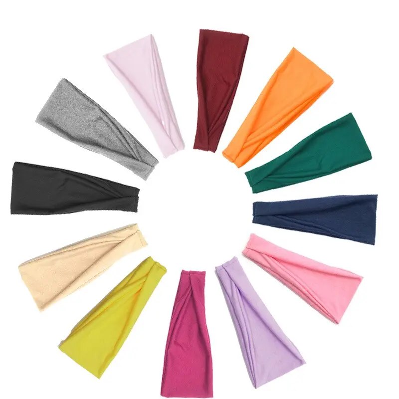 Women Headband Solid Color Twist Cotton Wide Turban Twist Knitted Cotton Sport Yoga Hairband Twisted Knotted Headwrap