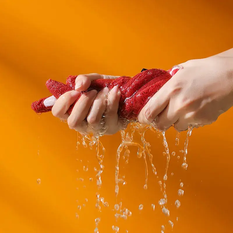 4Pcs Cartoon Animal Shape Coral Velvet Hand Towel Bathroom Hanging Absorbent Towel Kitchen Thick Embroidered Square Towel