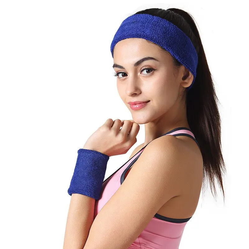 2PCs Wrist Sweatband+1PC Headband Elastic Sport Wristband Gym Wrist Brace Support Sweat Band Tennis Volleyball Wrist Protector