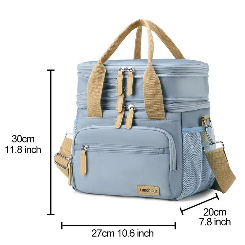 Large Capacity Multifunctional Double Layers Tote Cooler Lunch Bags for Women Men Travel Picnic Lunch Box with Shoulder Strap
