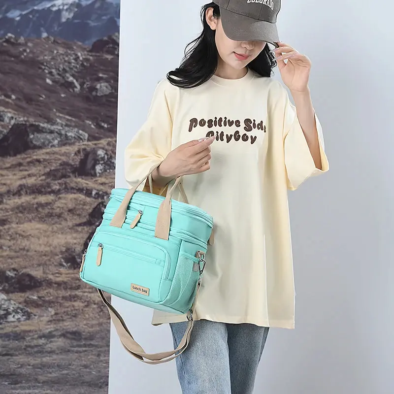 Large Capacity Multifunctional Double Layers Tote Cooler Lunch Bags for Women Men Travel Picnic Lunch Box with Shoulder Strap