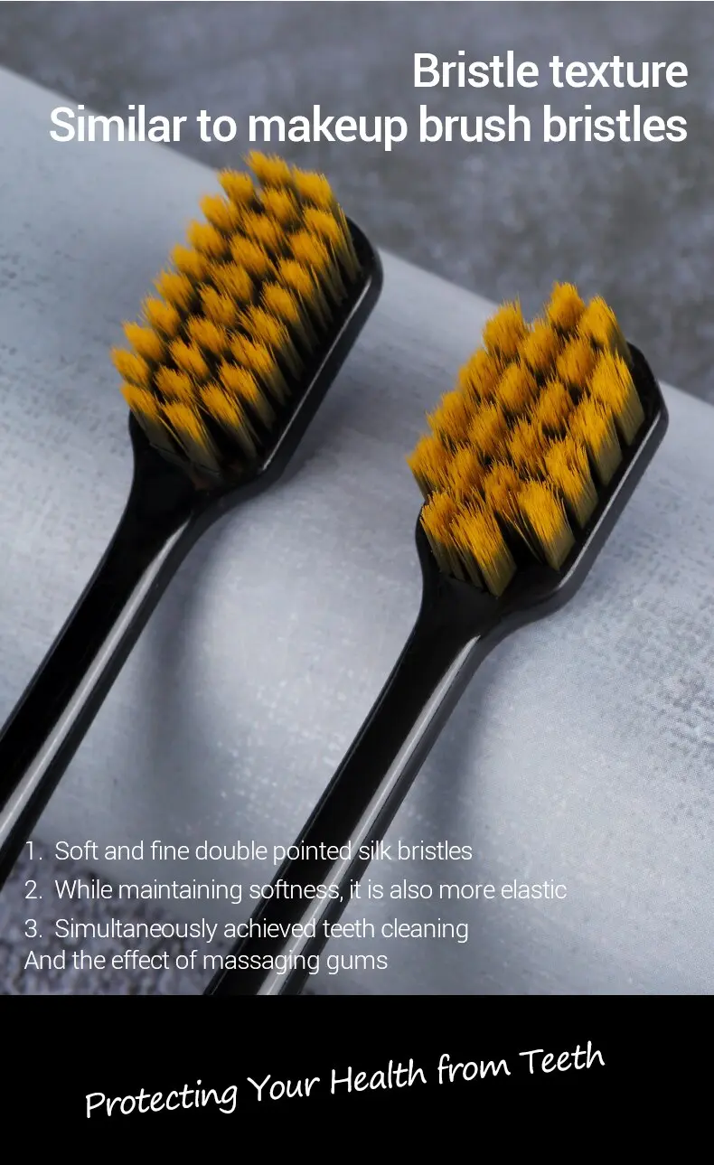 8 Pcs/set of Volcanic Charcoal Brush Silk Soft Bristle Toothbrush, High-end MEN'S AND WOMEN'S Lovers' Adult Toothbrush