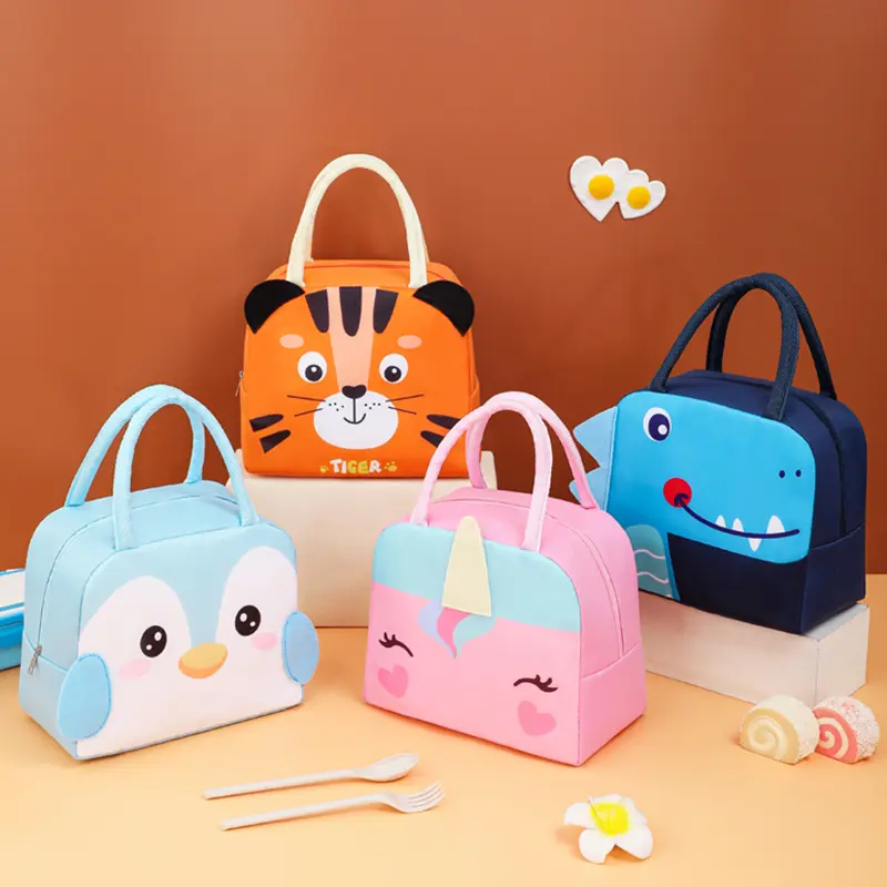 Cartoon Animal Stereo 3D Lunch Bag Storage Bags For Children Outdoor Picnic Lunch Box Hangbag Insulation Waterproof Kids Tote