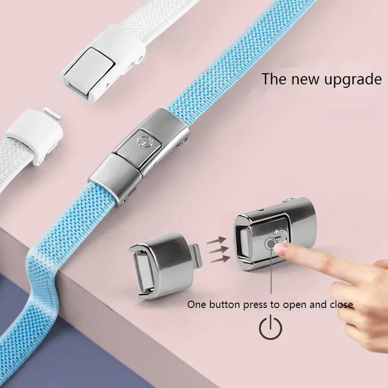 No Tie Shoe laces Press Lock Shoelaces without ties Elast ic Laces Sneaker Kids Adult Metal Buckle Lazy Flat 8MM Widened