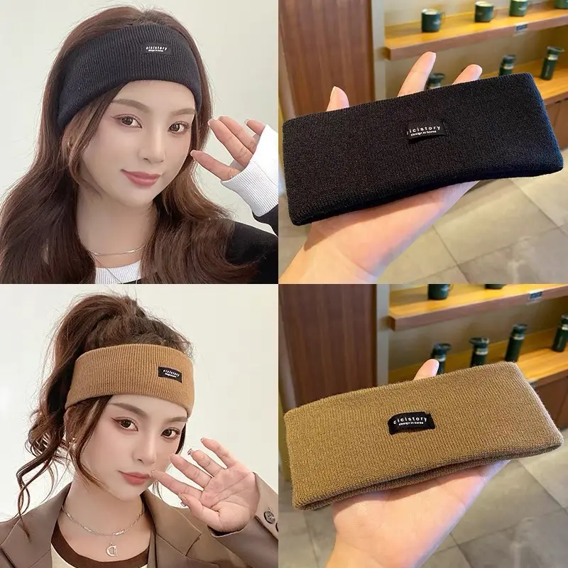 Winter Broadside Headband Sports Cycling Wash Face Hairbands Soft Korean Cotton Knitted Girls Bandanas Fashion Hair Accessories