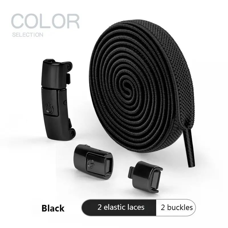No Tie Shoe laces Press Lock Shoelaces without ties Elast ic Laces Sneaker Kids Adult Metal Buckle Lazy Flat 8MM Widened