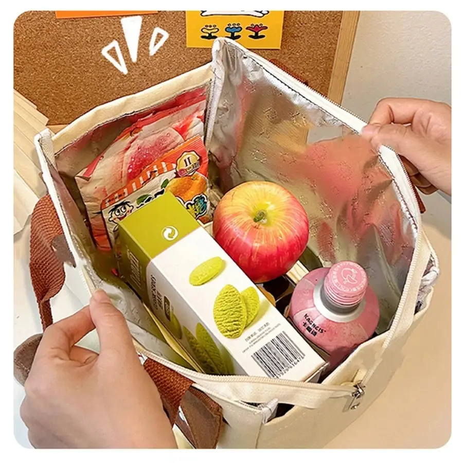 Cute House Lunch Box Bag Portable Cartoon Insulated Tote Bag with Handle Thickened Picnic Travel Storage Bags Students Snack Bag