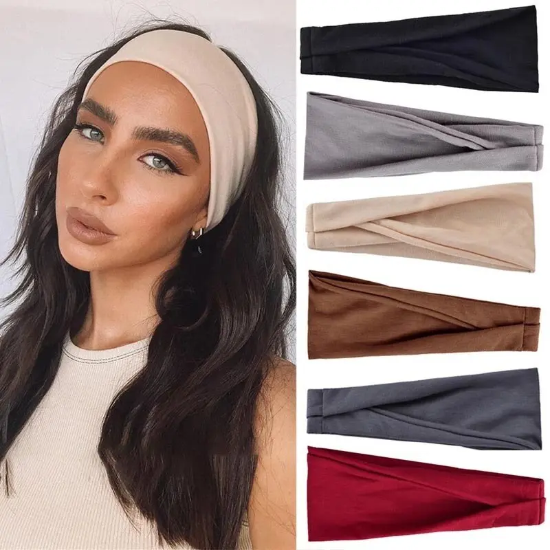 Sweatband for Men Women Elastic Sport Hairbands Head Bands Yoga Head Bands Headwear Headwrap Sports Outdoor Hair Accessories