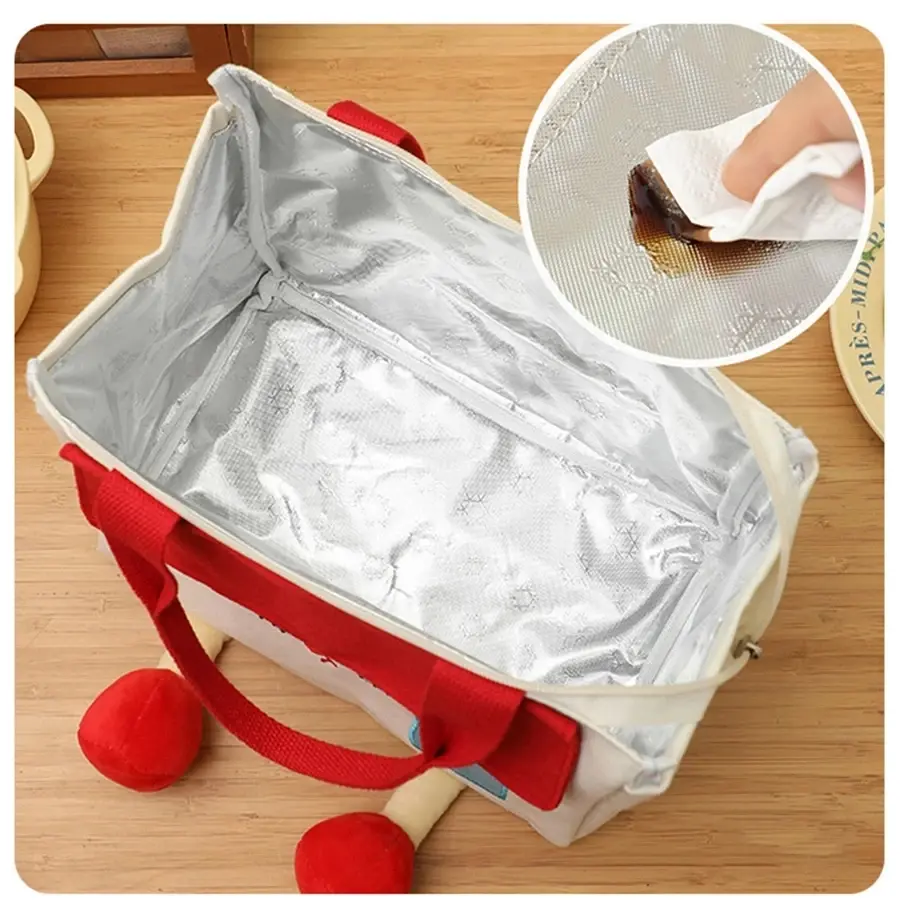 Cute House Lunch Box Bag Portable Cartoon Insulated Tote Bag with Handle Thickened Picnic Travel Storage Bags Students Snack Bag