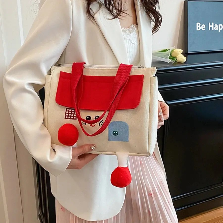 Cute House Lunch Box Bag Portable Cartoon Insulated Tote Bag with Handle Thickened Picnic Travel Storage Bags Students Snack Bag