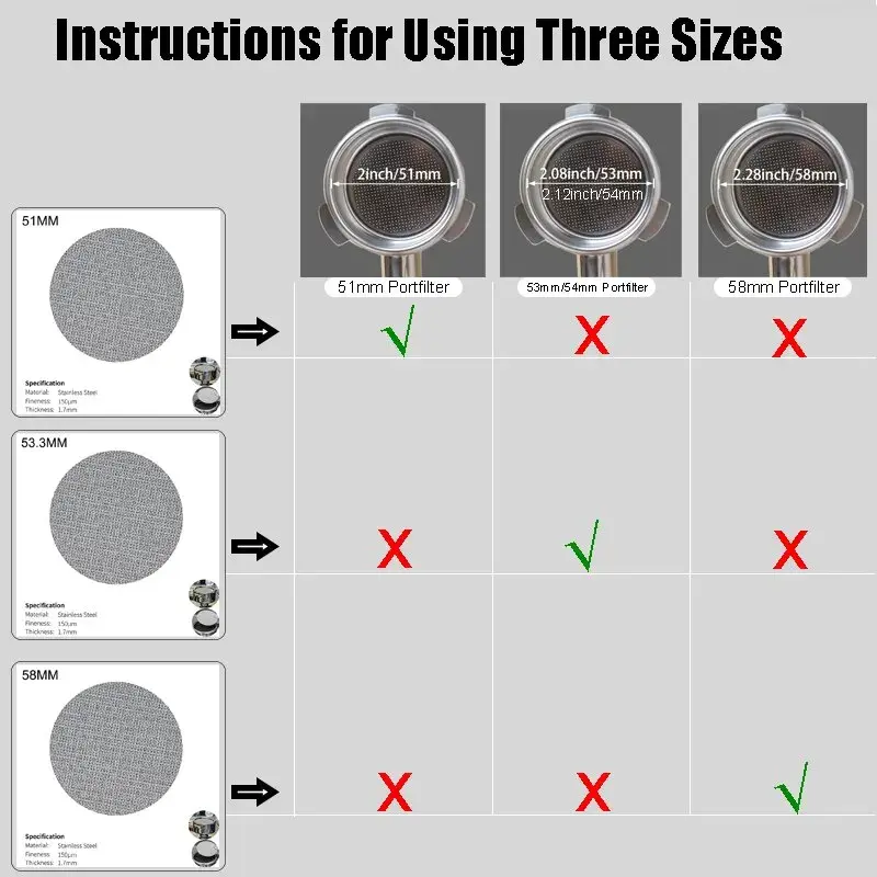 51/53.5/58.5MM Coffee Filter Plate Replacement Backflush Filter Mesh Screen Portafilter for Coffee Machine Handle Puck Screen