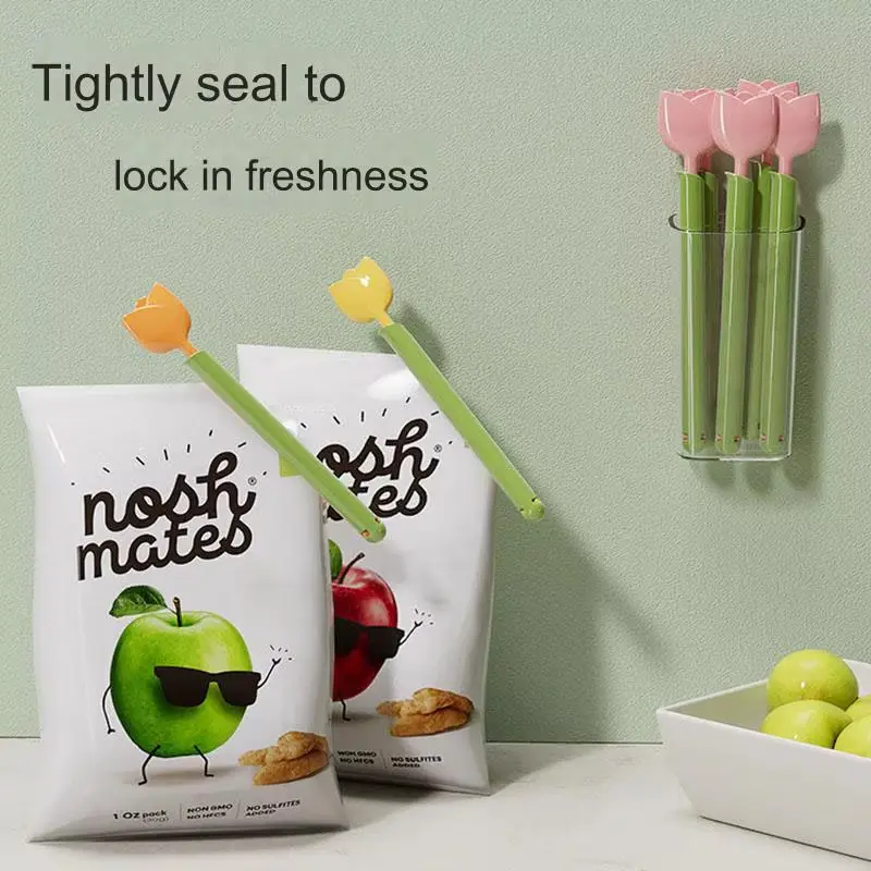 5Pc Tulip Shape Magnetic Sealing Clip Sealer Refrigerator Food Bag Clip Moisture-proof Fresh-keeping Clip Milk Powder Snack Clip