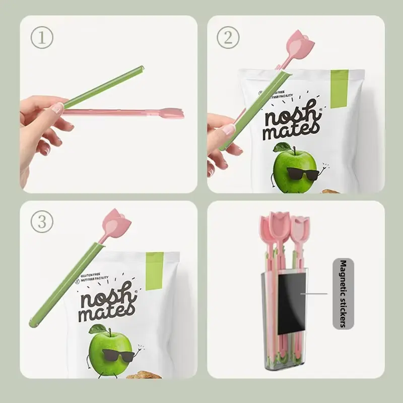 5Pc Tulip Shape Magnetic Sealing Clip Sealer Refrigerator Food Bag Clip Moisture-proof Fresh-keeping Clip Milk Powder Snack Clip