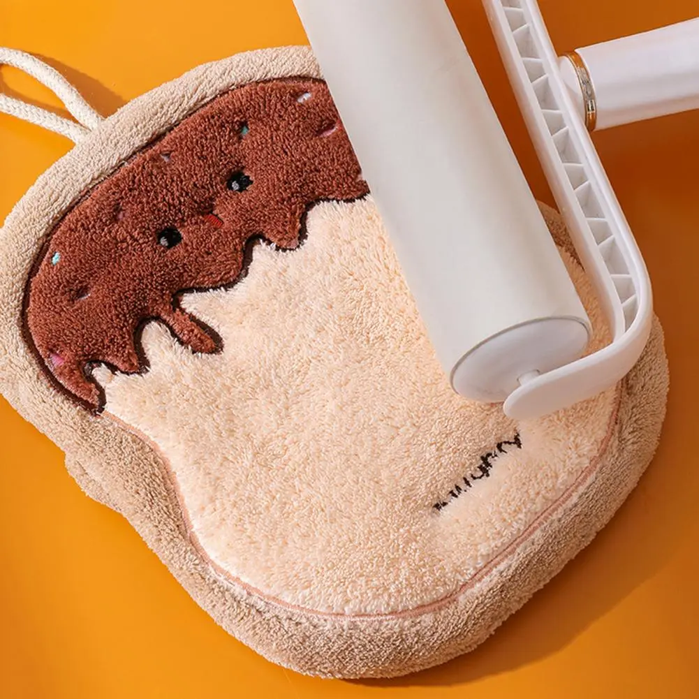 Cartoon Hand Towels Coral Fleece Cute Cake Cheese Doughnut Absorbent Hanging Towels Kitchen Bathroom Soft Towels