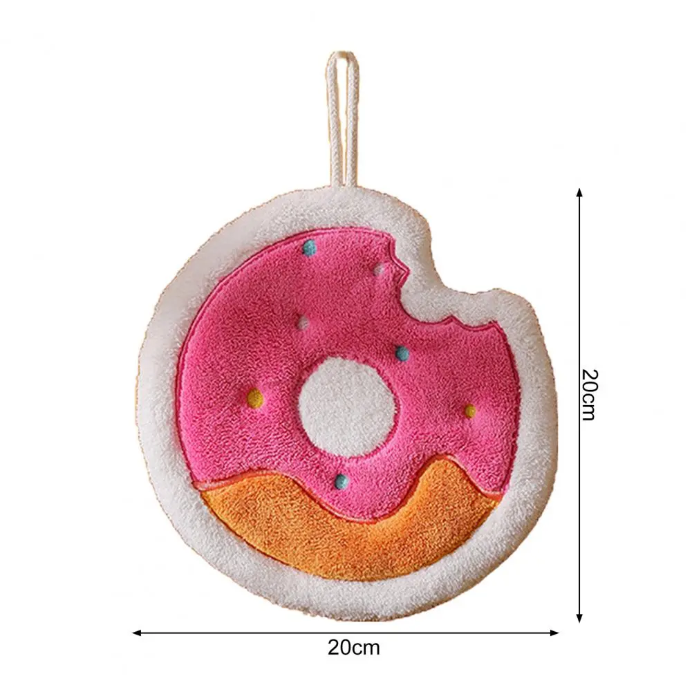 Cartoon Hand Towels Coral Fleece Cute Cake Cheese Doughnut Absorbent Hanging Towels Kitchen Bathroom Soft Towels