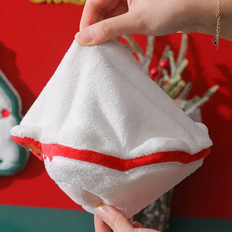 Soft Hand Towel Hanging Kids Towel Christmas Decor Double-thickness Absorbent Kitchen Hand Towels Hanging Cleaning Rags