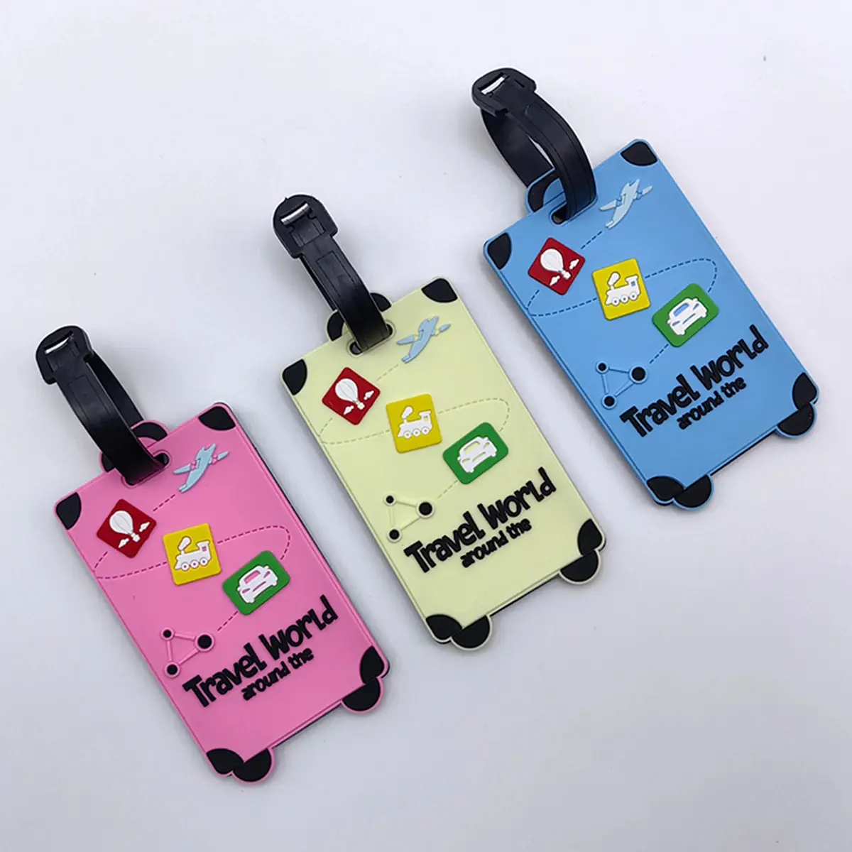 Cartoon PVC Soft Rubber Luggage Tag Baggage Handbag Label Creative Waterproof Boarding Pass Hangtag Travel Accessories