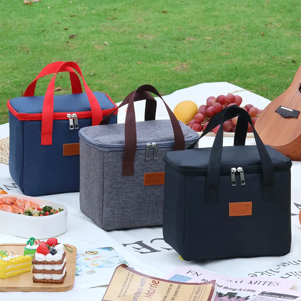 Portable Square Lunch Box Thermal Bag Waterproof Picnic Food Drinks Cooler School Office Insulation Bento Meal Storage Bags