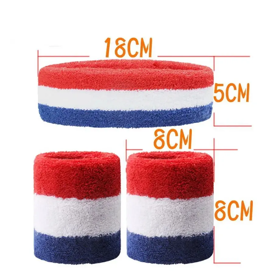 3Pcs Rainbow Color Stripe Sweatband Moisture Wicking Summer Sport Headband Wristband for Fitness Running Yoga Football Athletics