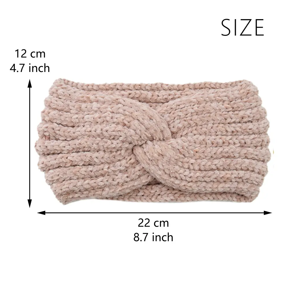 Windproof Going Out New Winter Solid Woolen Hairband Women'S Warm Wide Edge Cross Knitted Headband Hairband Accessories