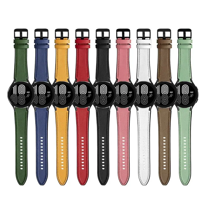 Leather+Silicone Replacement Strap for Samsung Galaxy Watch4 6 5 Pro 40mm 44mm Band Watch 6 4 Classic 47 43mm 46mm Bracelet Belt