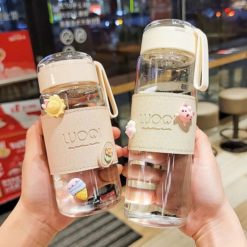 Japanese Style Fashion Glass Bottle 480ml wtaer Bottle With Tea Infuser Insulation Sleeve High Temperature Drinking Bottles Milk
