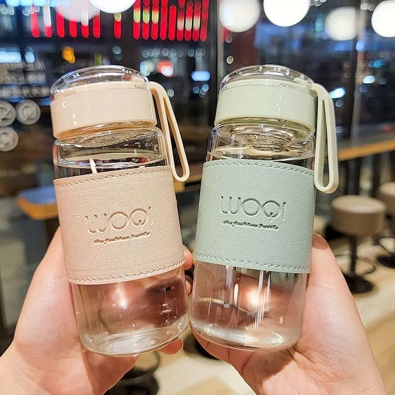 Japanese Style Fashion Glass Bottle 480ml wtaer Bottle With Tea Infuser Insulation Sleeve High Temperature Drinking Bottles Milk