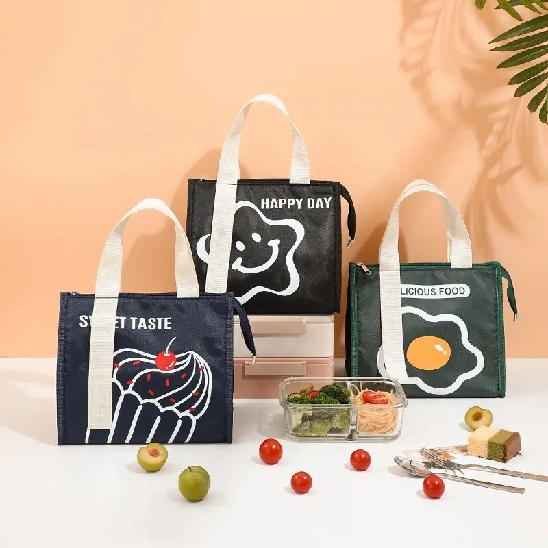 Portable Thermal Lunch Box Bags for Women Kids Food Storage Handbags Travel Picnic Pouch Insulated Cooler Bento Bag
