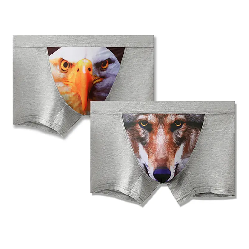 3D Pouch Underpants Men Modal Male Underwear Wolf Boxer Man Gay Funny Panties Shorts Cartoon Anime Mens Boxers Big Sizes