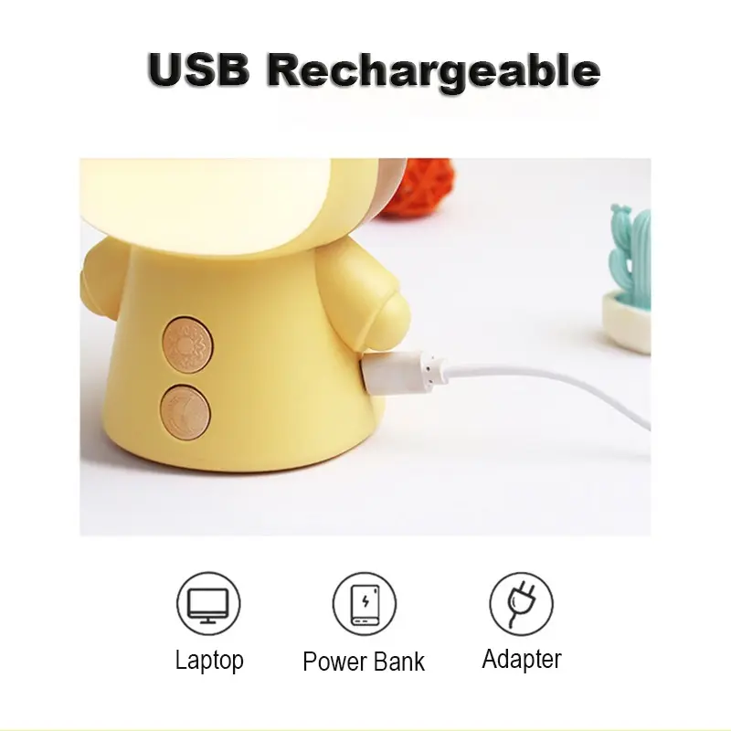 Portable Cute Desk Lamp Usb Rechargeable Dimmable Study Table Lamp Bedside Led Night Light for Reading Work Kids Birthday Gift