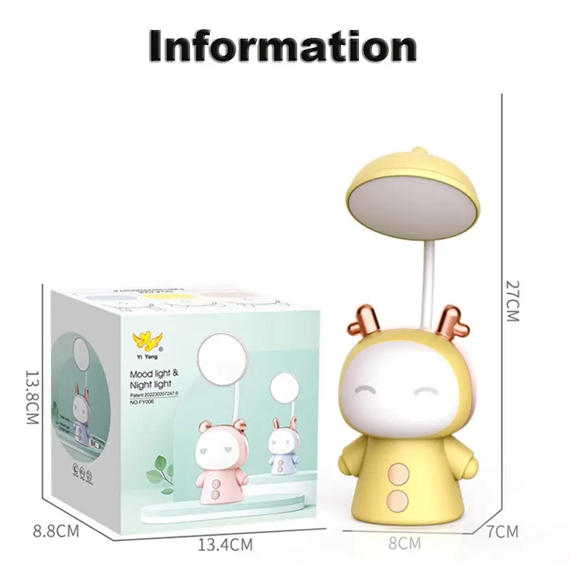 Portable Cute Desk Lamp Usb Rechargeable Dimmable Study Table Lamp Bedside Led Night Light for Reading Work Kids Birthday Gift