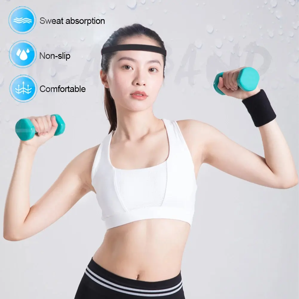 Women Men Elastic Absorbent Sweat Bands Yoga Running Fitness Headband Thin Sports Hair Bands Anti-slip Girls Hair Accessories