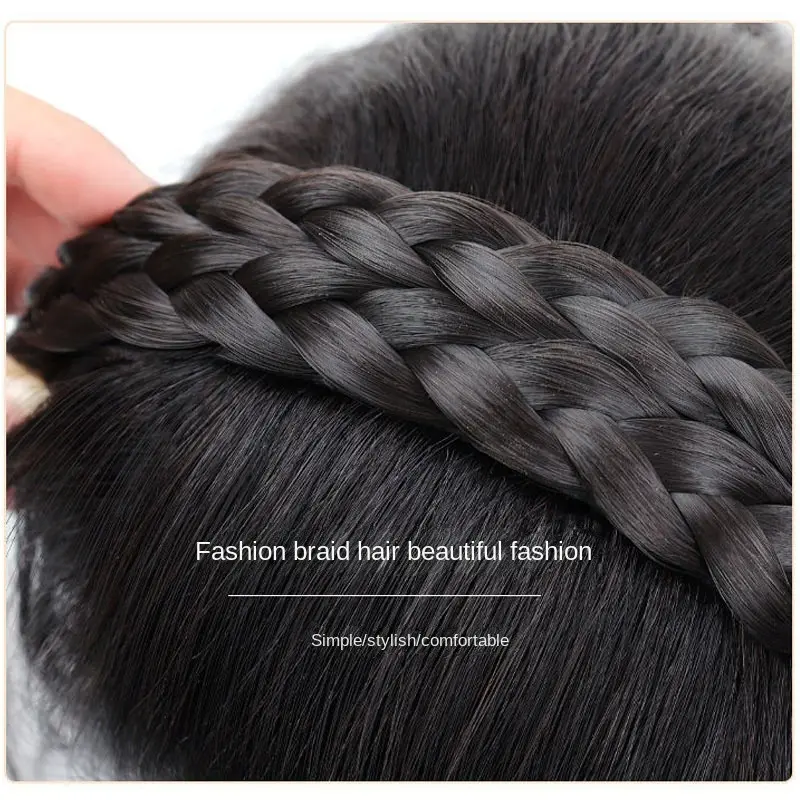 Air Bangs Wig Female Real Hair Braid Hair Hoop All-in-one Natural Forehead Top Hair Replacement Fake Hair Patch Headband
