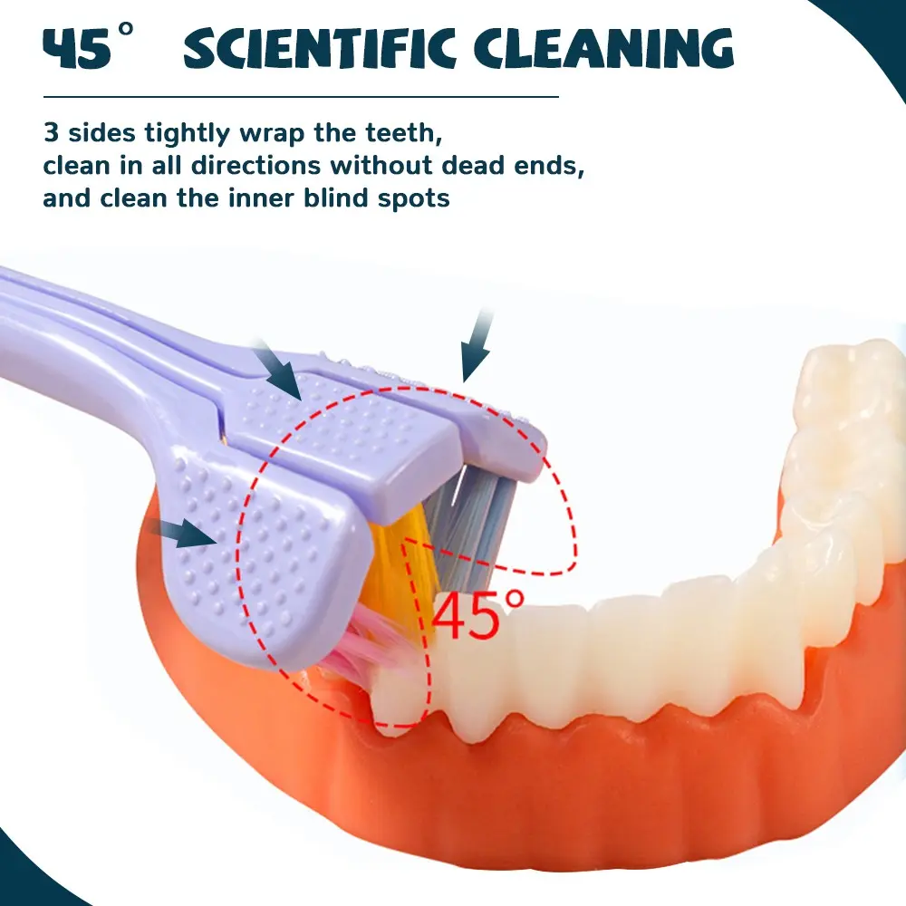 360° 3-in-1 Toothbrush Soft High Quality Three Head Toothbrush PBT Bristle Teeth Whitening Teethbrushes Adult Dental Oral Care
