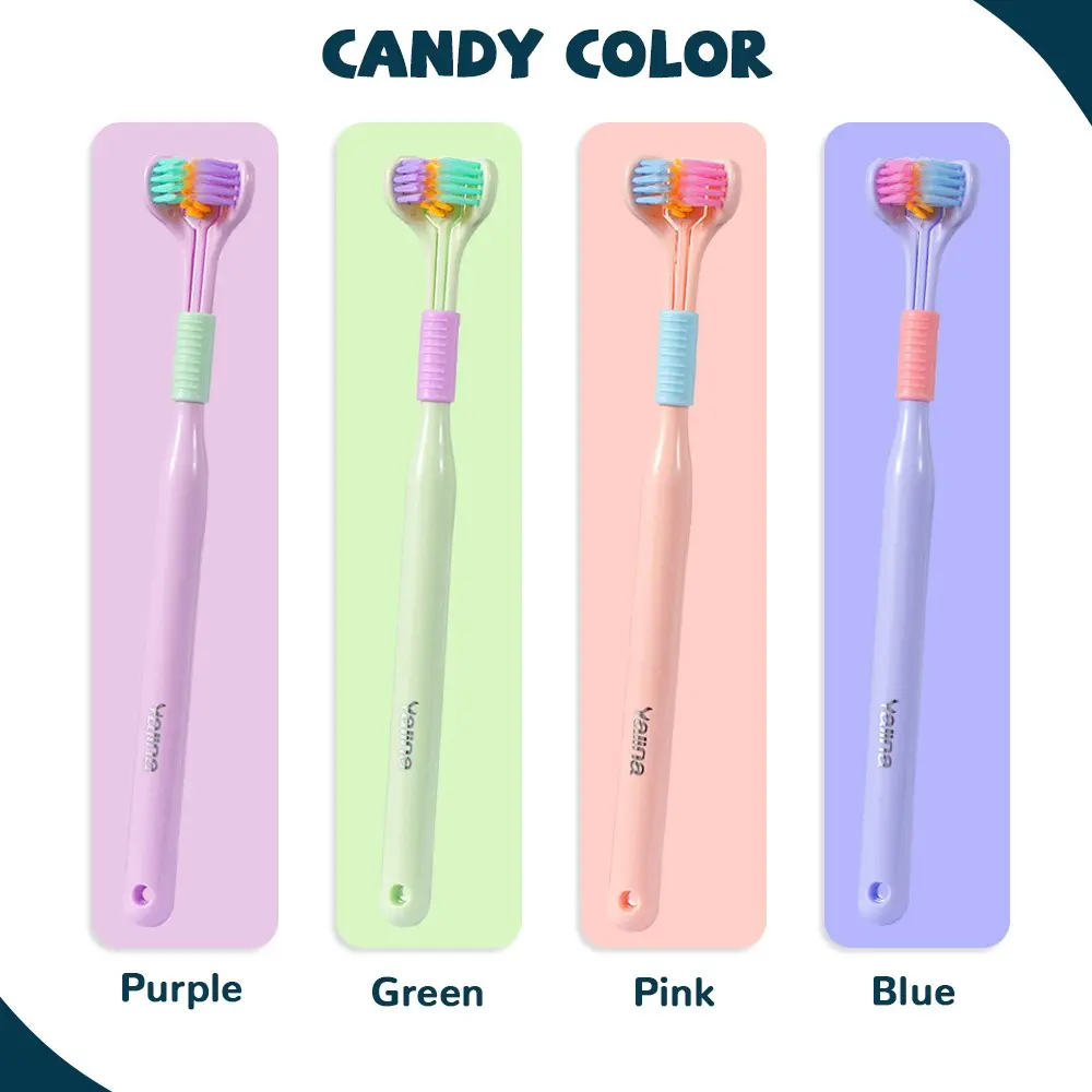 360° 3-in-1 Toothbrush Soft High Quality Three Head Toothbrush PBT Bristle Teeth Whitening Teethbrushes Adult Dental Oral Care