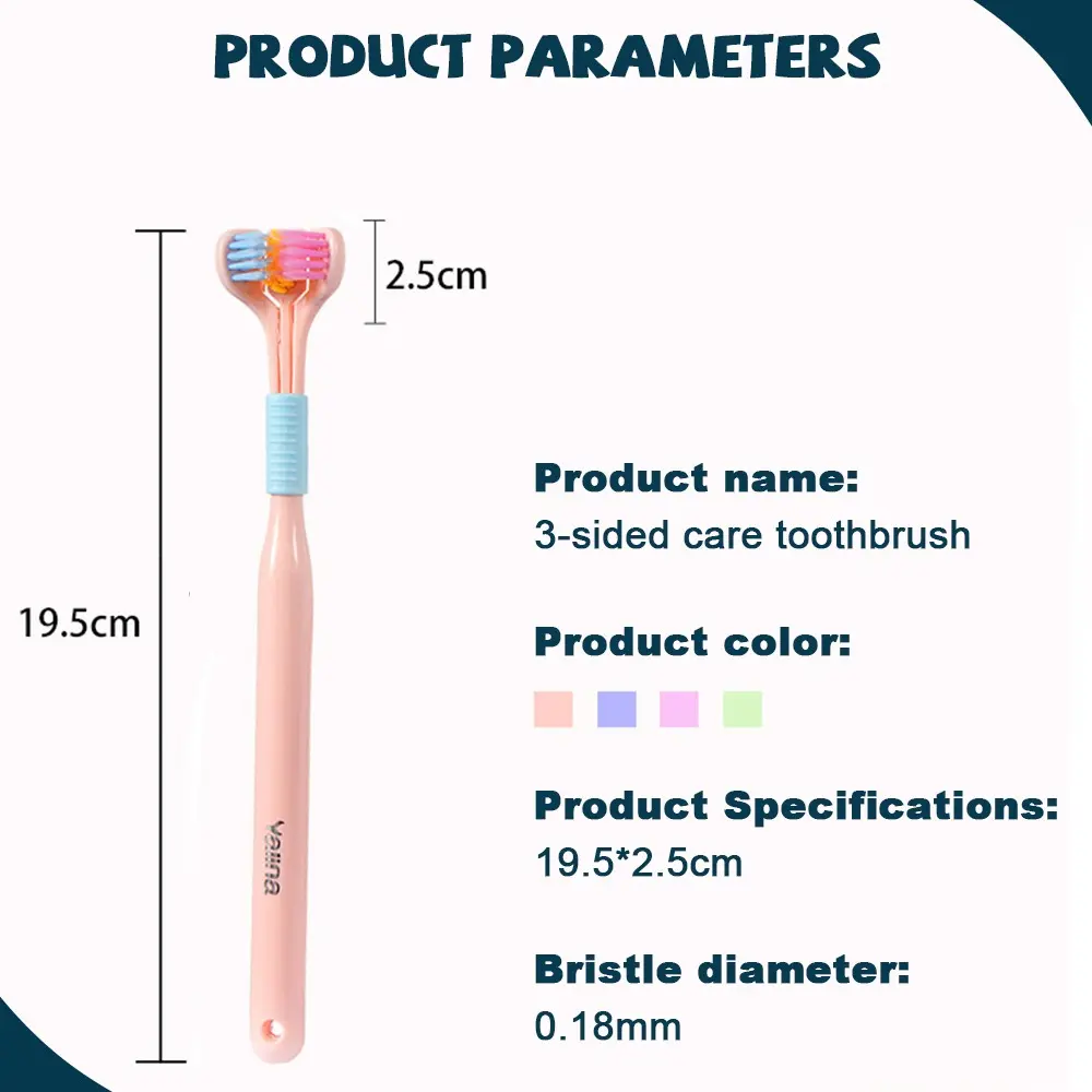 360° 3-in-1 Toothbrush Soft High Quality Three Head Toothbrush PBT Bristle Teeth Whitening Teethbrushes Adult Dental Oral Care