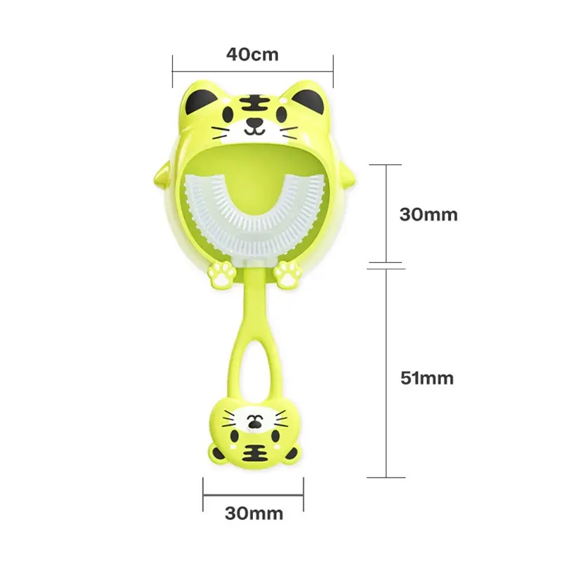 U-shape Kids Toothbrush Cartoon Frog Print Toothbrush With Holder Children's Toothbrush Silicone Cleaning Toothbrush 2-12years