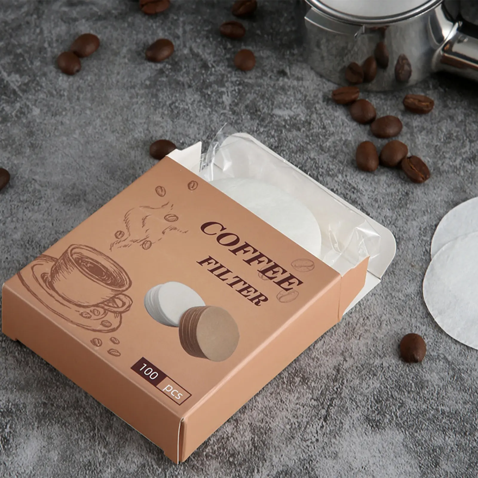 200Pcs Coffee Filter Paper 51mm/54mm/58mm Home Handle Special Powder Bowl Filter Paper Secondary Water Filter Paper Coffee Tools