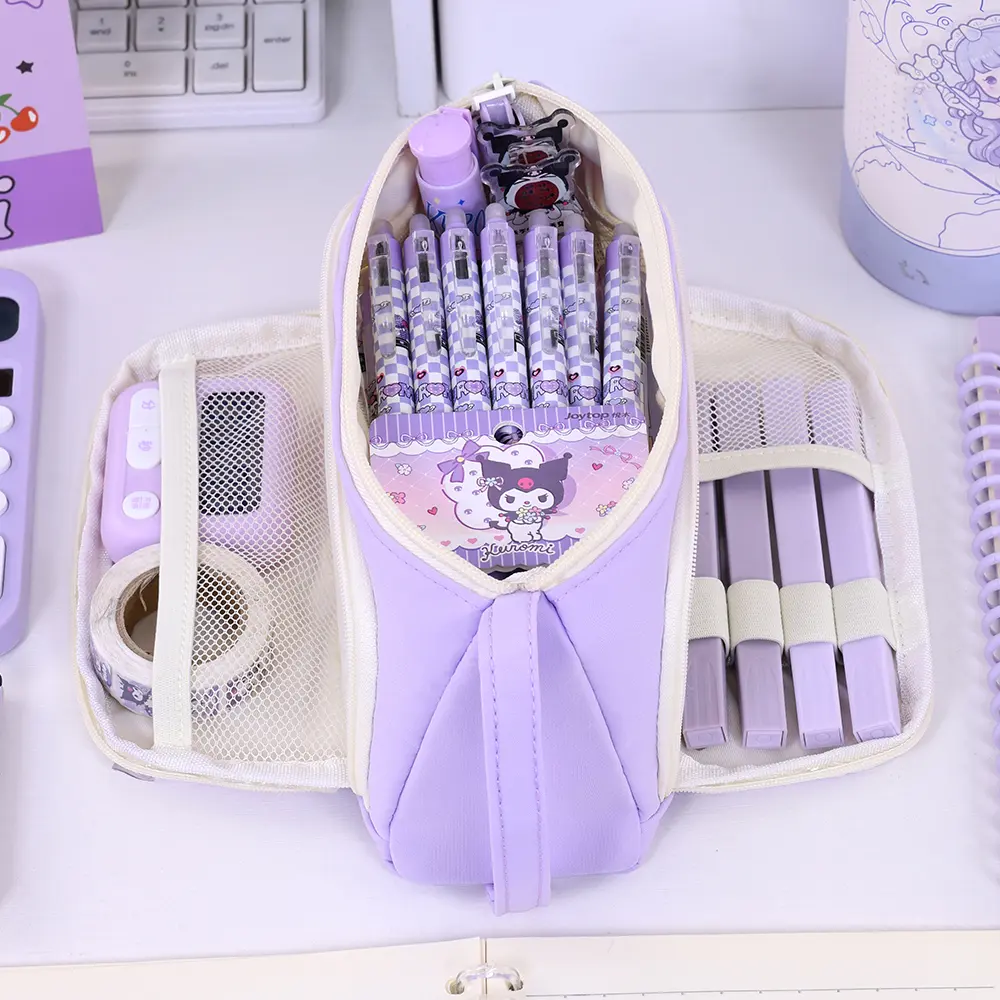 Canvas Triangle Makeup Travel Cosmetic Bag Portable Pencil Case Pouch Student Stationery Organizer Storage Bag