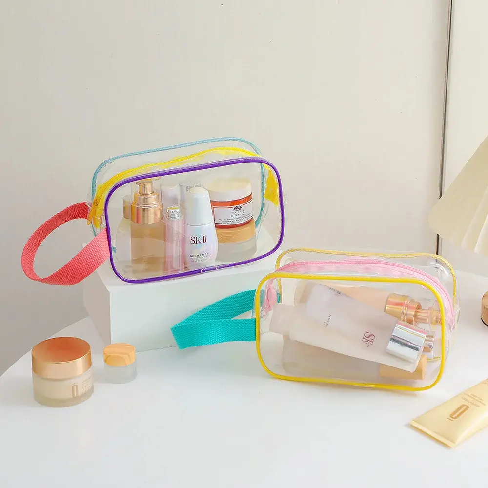 PVC Transparent Waterproof Makeup Bag For Women Cosmetic Bag Cases Big Capacity Toiletry Bag Summer Beach bag