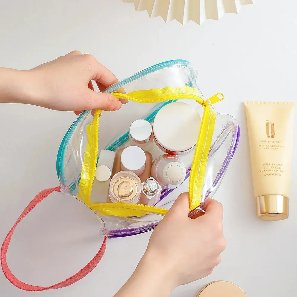 PVC Transparent Waterproof Makeup Bag For Women Cosmetic Bag Cases Big Capacity Toiletry Bag Summer Beach bag