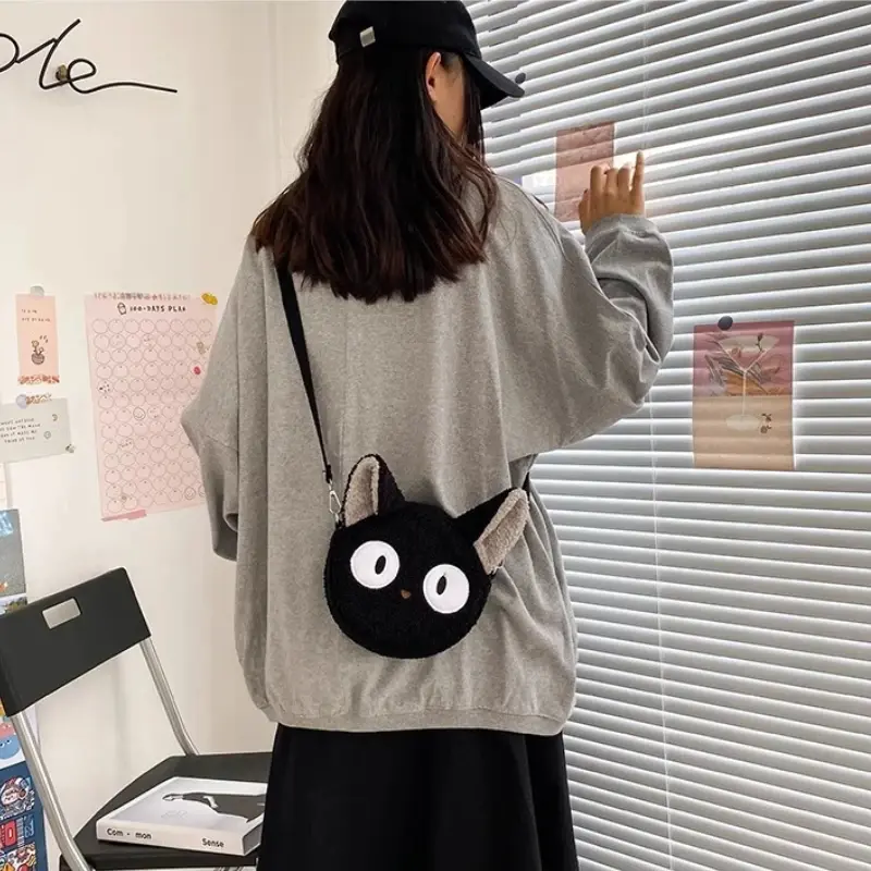 Women Plush Bag Japanese Kawaii Cartoon Shoulder Bag Female Crossbody Bag Faux Fur Handbag Small Phone Purses Fluffy Shopper Bag