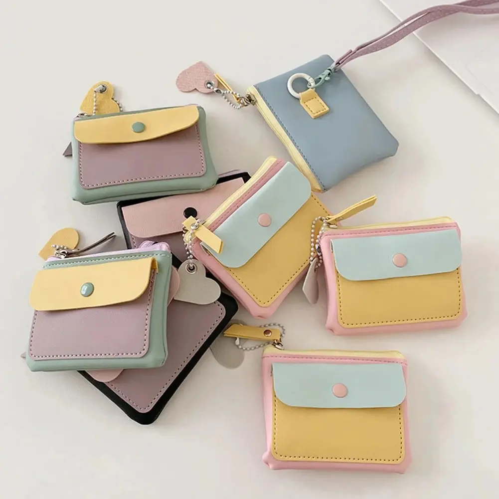 Cute Girl's Little Wallet Small Lightweight Present Macaron Colored Wallet Key Holder Organiser Purse For Girl Handbag Pendant