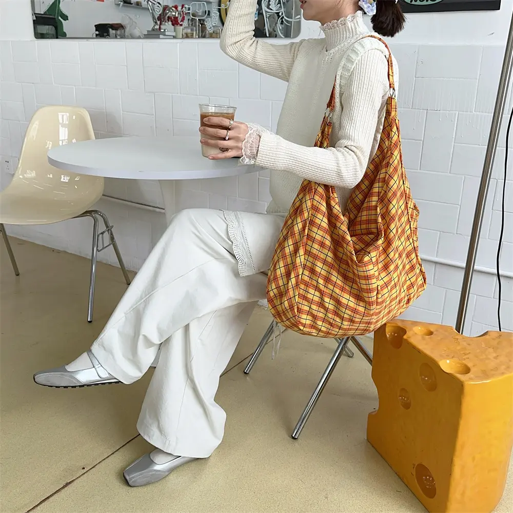 Colorful Plaid Shoulder Bags for Women Large Capacity Portable Ladies Tote Underarm Bag Travel Outdoor Female Casual Handbags