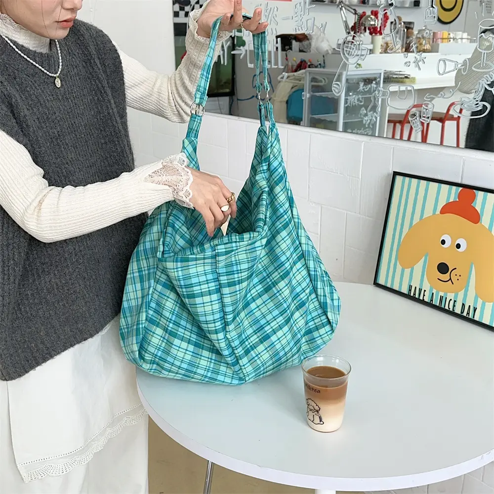 Colorful Plaid Shoulder Bags for Women Large Capacity Portable Ladies Tote Underarm Bag Travel Outdoor Female Casual Handbags