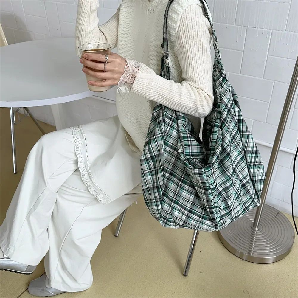 Colorful Plaid Shoulder Bags for Women Large Capacity Portable Ladies Tote Underarm Bag Travel Outdoor Female Casual Handbags