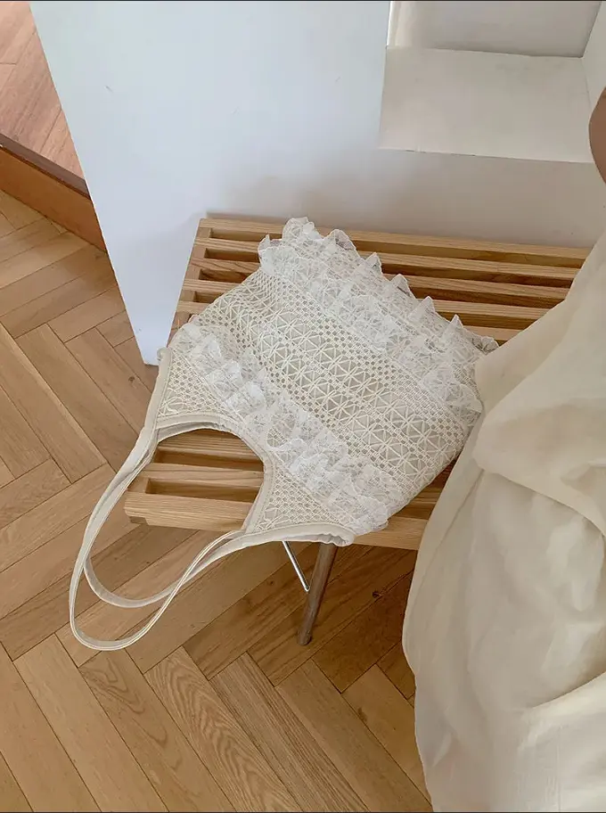 New Summer Casual Vacation Fairy Lace Mesh Tote Bag Underarm Single Shoulder Sling Bag Commuting Women's Handbag Bag