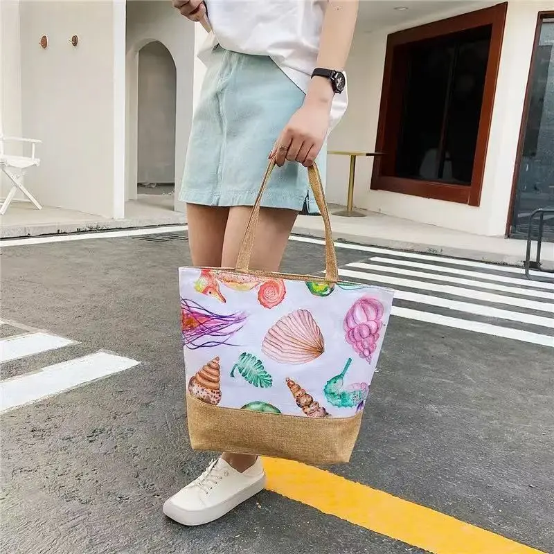 Women Handbag Floral Printed Beach Shopping Large Capacity Tote Bag Fashion Casua High Capacity Travel Ladies Shoulder Bag